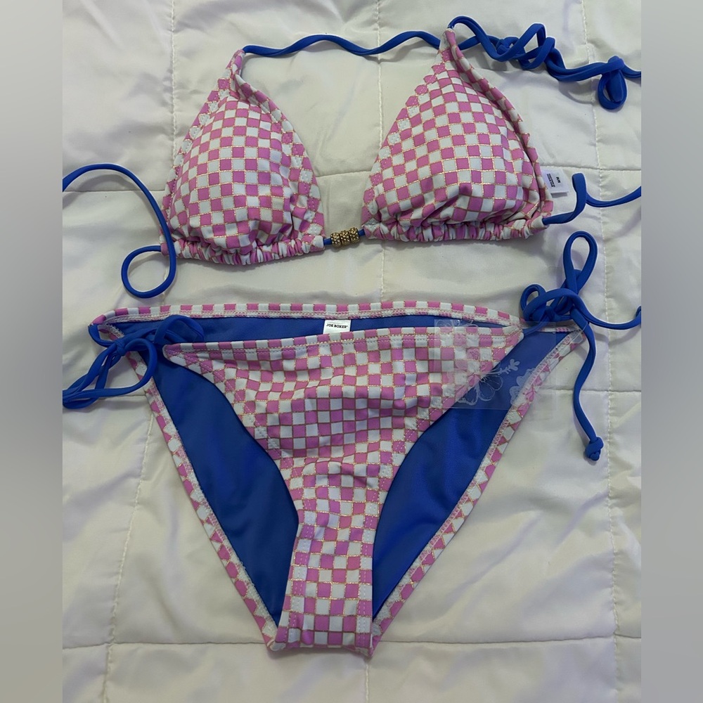 Joe Boxer pink bikini squares prints NWT
